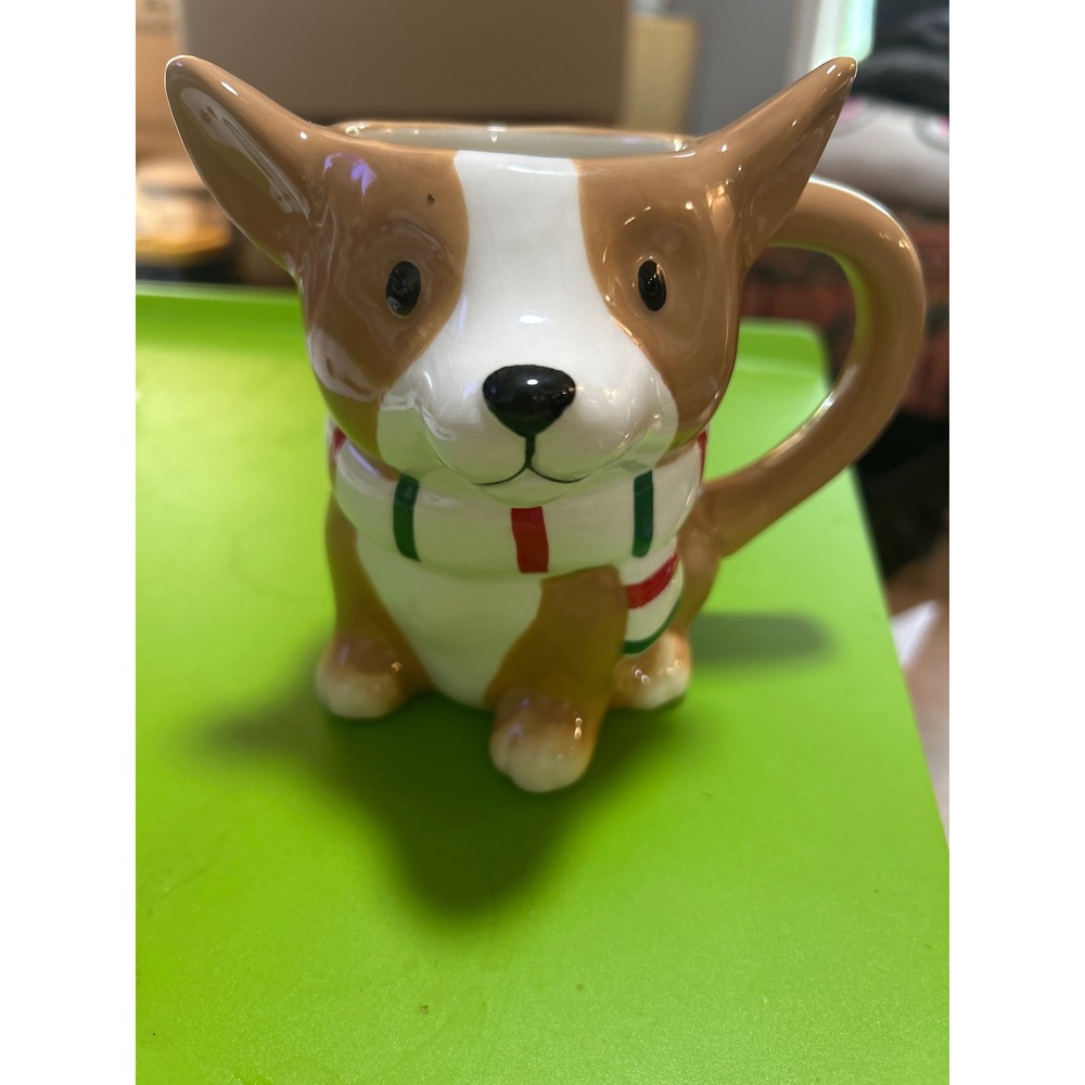 Target Wondershop 2024 Christmas Earthenware 14.5oz Corgi Dog Figural Mug Scarf